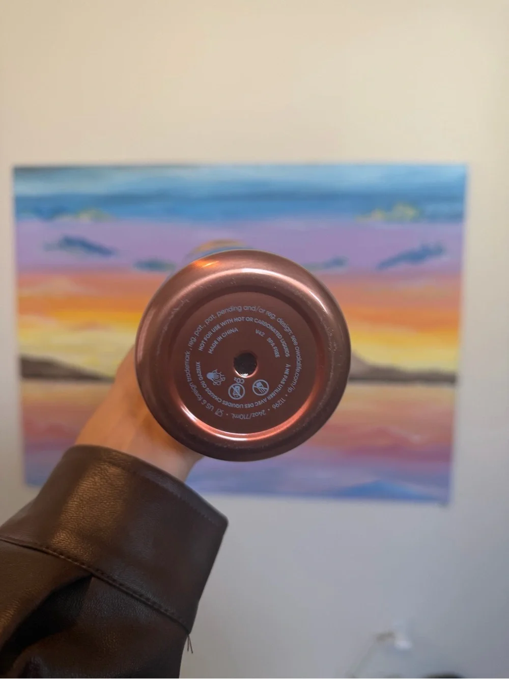 Owala Rose Gold Insulated Bottle with Pink Lid